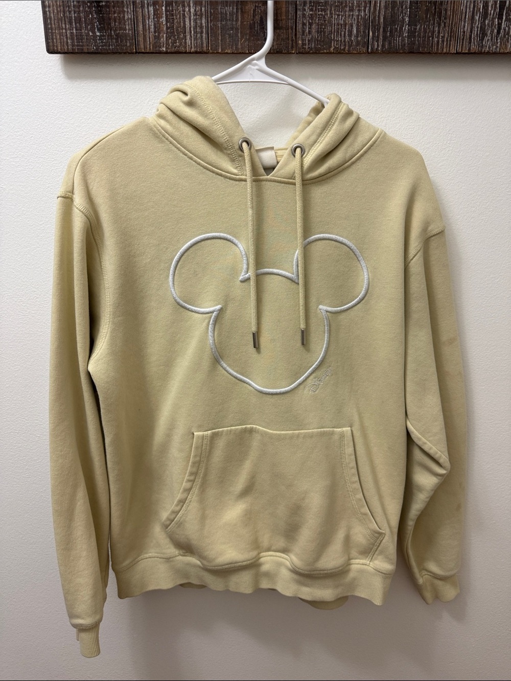 H&M Pale Yellow Hoodie with White Graphic Detail
